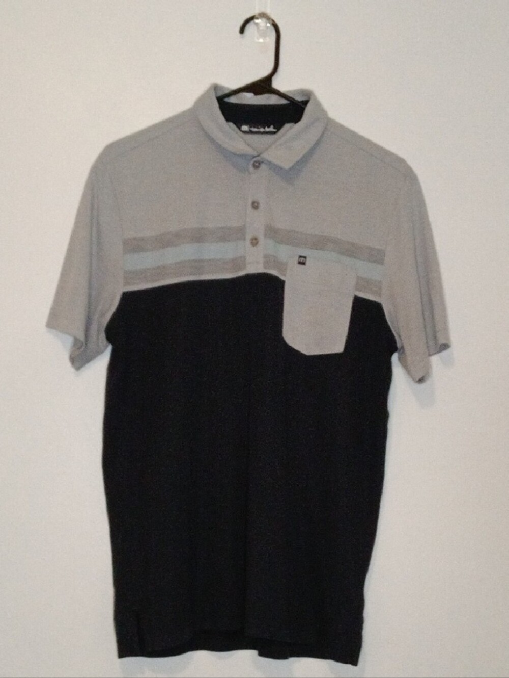 Nautica Two-Tone Gray and Black Polo with Chest Pocket